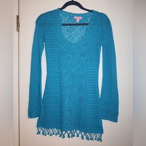 Lilly Pulitzer Blue Crochet Swim Coverup